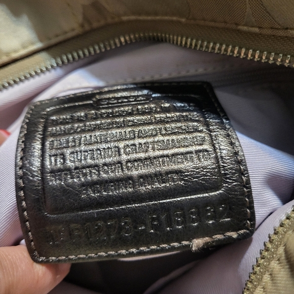 Coach Signature Chain Crossbody Tan And Metallic Satin Brown. Silver Hardware. - Picture 3 of 5